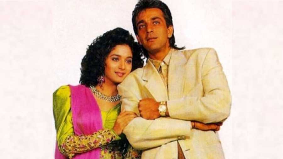 Madhuri with Sanjay Dutt in 'Sajaan'