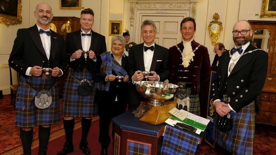 The new Keepers with Grandmaster The Duke of Argyll (far left), and the chairperson Ian Smith (far right)