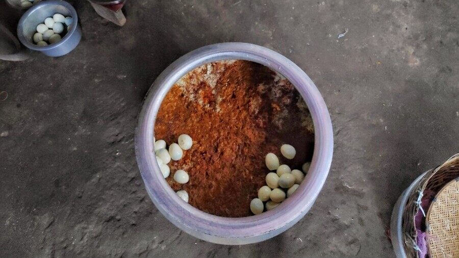 Chakraborty serves his briyani with a piece of chicken, one egg and aloo, along with the rice