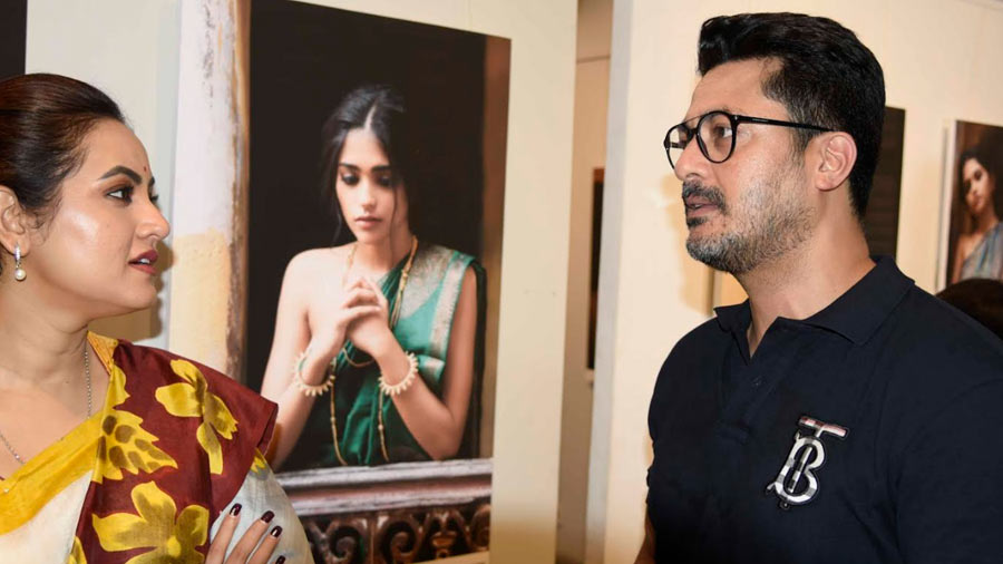 Actor-musician Jisshu Sengupta at the inauguration of a fashion photography exhibition at Birla Academy of Art and Culture on Sunday. 