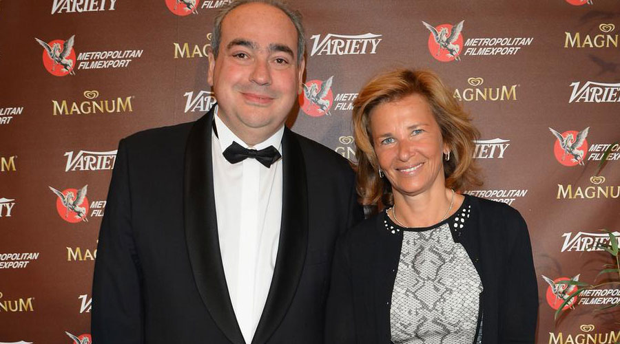 Knobloch seen in 2014 with a former Warner Bros. co-executive Olivier Snanoudj