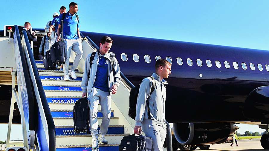 Rangers players land in Seville on Tuesday