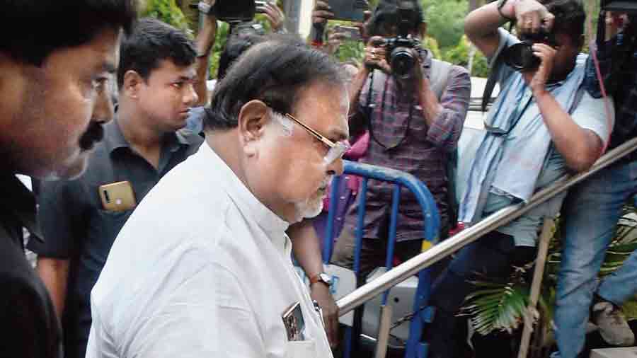 Partha Chatterjee heads to the CBI office at Nizam Palace on Tuesday.