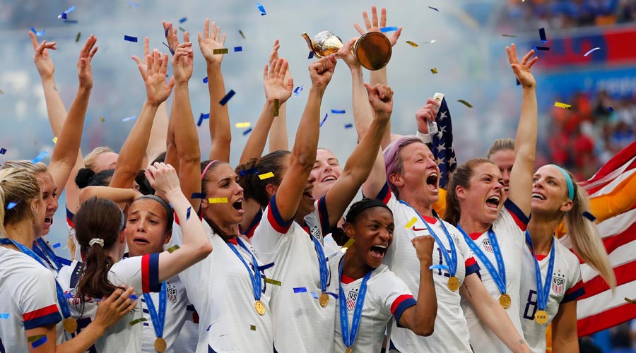 US national women's team during World Cup championship in 2019.