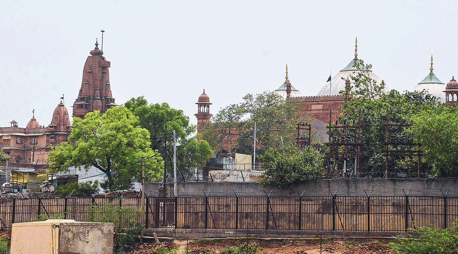 The Shri Krishna Janmasthan Temple and the Shahi Idgah Mosque  in Mathura on Thursday.
