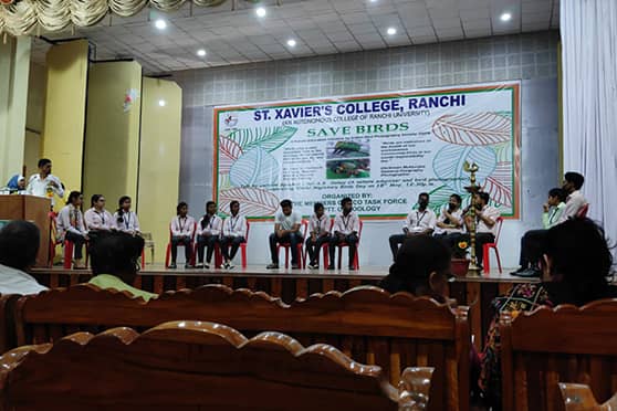 Students participate in the quiz competition on the sidelines of the seminar at St. Xavier's College in Ranchi on Wednesday.