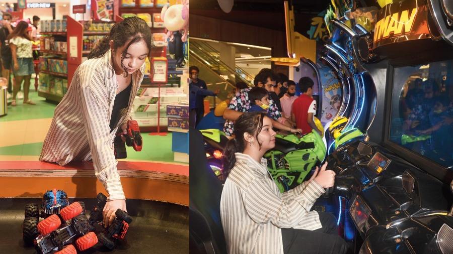 Ananya’s elder sister Devi Kumar tries her hand at the Race Track in Hamleys, and later tries games at Timezone.