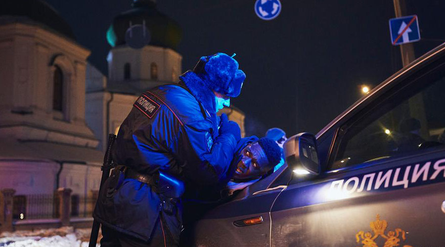 In the film, the water polo team is detained by police in Russia