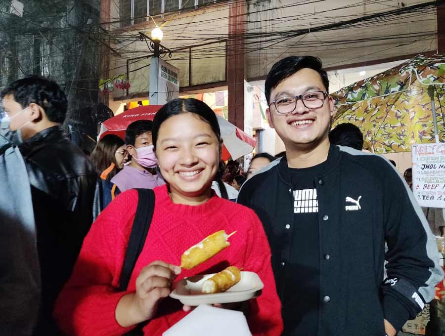 Korean Corn Dog , anyone? Siblings Pelzum, 17 and Palzor Bhutia, 24, were all smiles, especially Pelzum who loves Korean food and is a K-drama fan. “ Lee Jong-suk is my favourite actor,” she giggled. Her brother Palzor, who is pursuing his Masters in Santiniketan, was visiting his hometown for the summer vacation