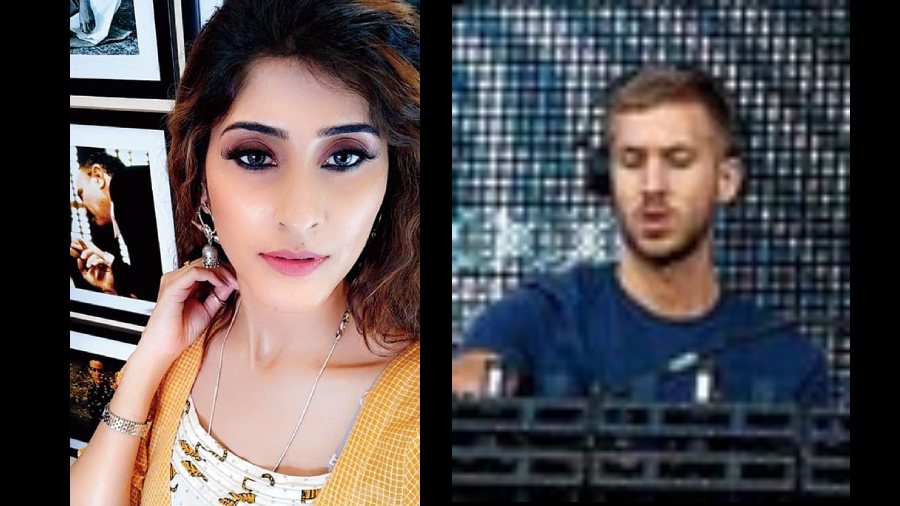 (L-R) DJ Ritika and Calvin Harris