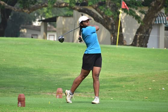 Sinjini Mukherjee during a practice session at Royal Calcutta Golf Club. 