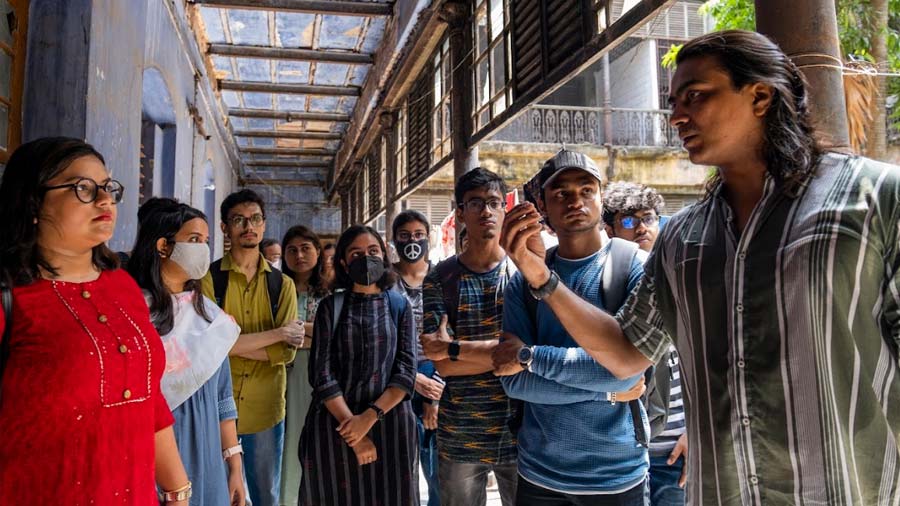 Iftekhar Ahsan mentored budding architects from Techno India University during a walking tour of heritage buildings in north Kolkata