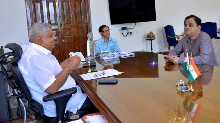 Bengal Education Minister Bratya Basu on Monday met Governor Jagdeep Dhankhar