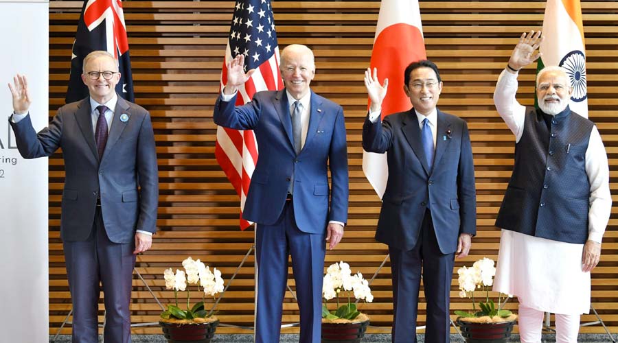 From (R-L) Prime Minister Narendra Modi, Japanese Prime Minister Fumio Kishida, U.S. President Joe Biden and Australian Prime Minister Anthony Albanese during the Quadrilateral Security Dialogue (Quad) leaders summit meeting at Kantei Palace, in Tokyo.