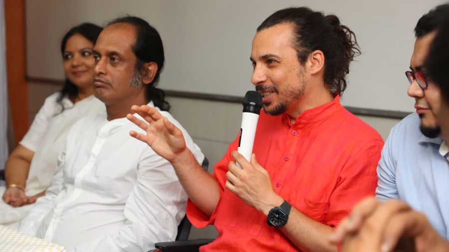 Skio speaking at the panel discussion organised as part of the festival