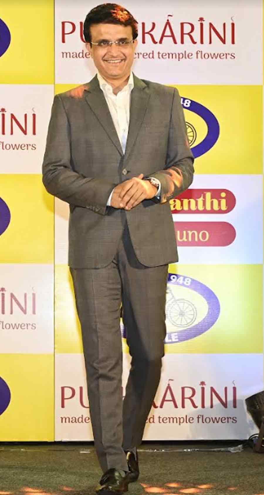 BCCI president Sourav Ganguly at a promotional event on Tuesday