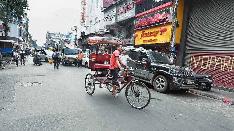 A cycle rickshaw on Lindsay Street on Thursday afternoon. 