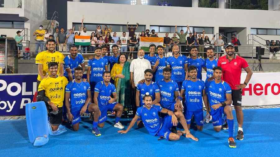 The Indian hockey team after the match against Japan.