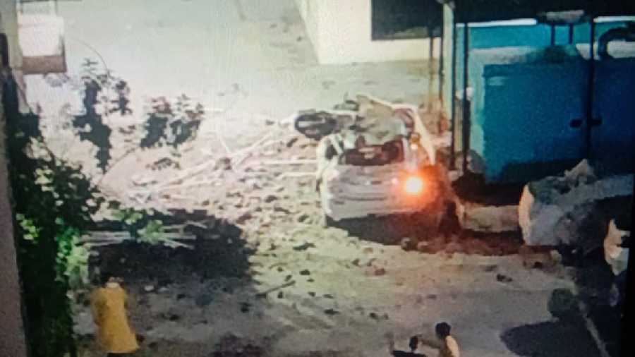 At many places, vehicles were damaged after the trees fell on them owing to strong winds