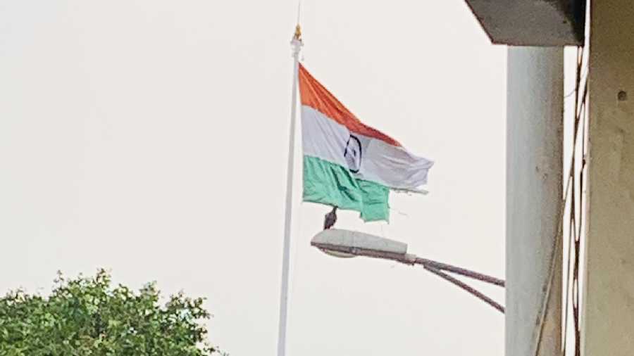 Rains and wind also damaged flags installed by the Delhi government at various locations