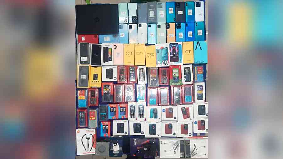 The recovered phones and accessories