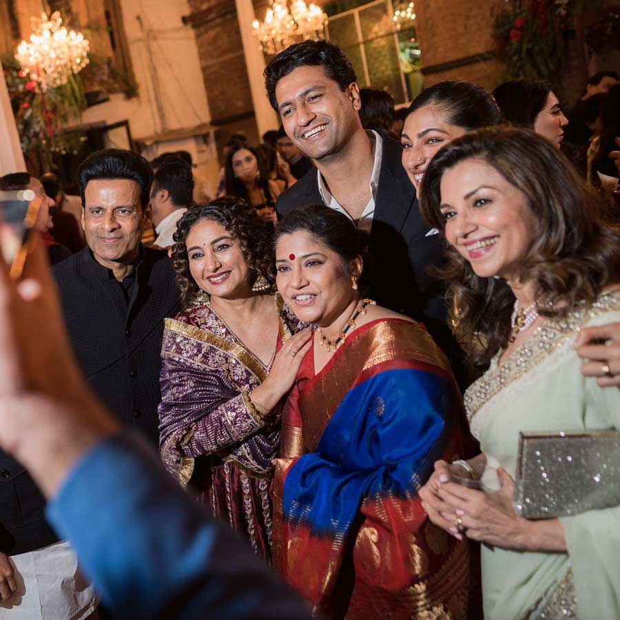 The wedding reception had a star-studded guest list including Vicky Kaushal, Manoj Bajpayee and Lilette Dubey among others. 
