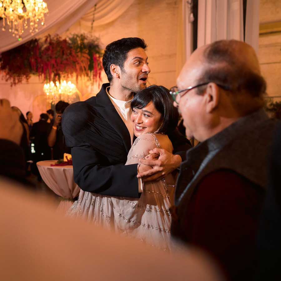 Ali Fazal shared a congratulatory hug with Four More Shots Please! actress Sayani Gupta. 