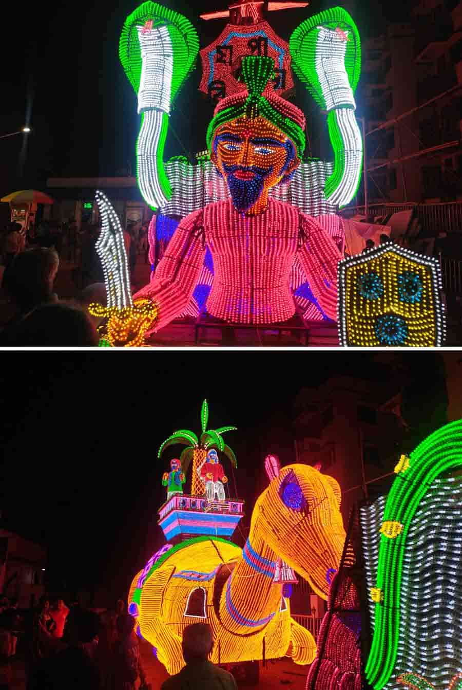 Illuminated scenes at the Jagaddhatri puja carnival at Chandernagore on Thursday evening