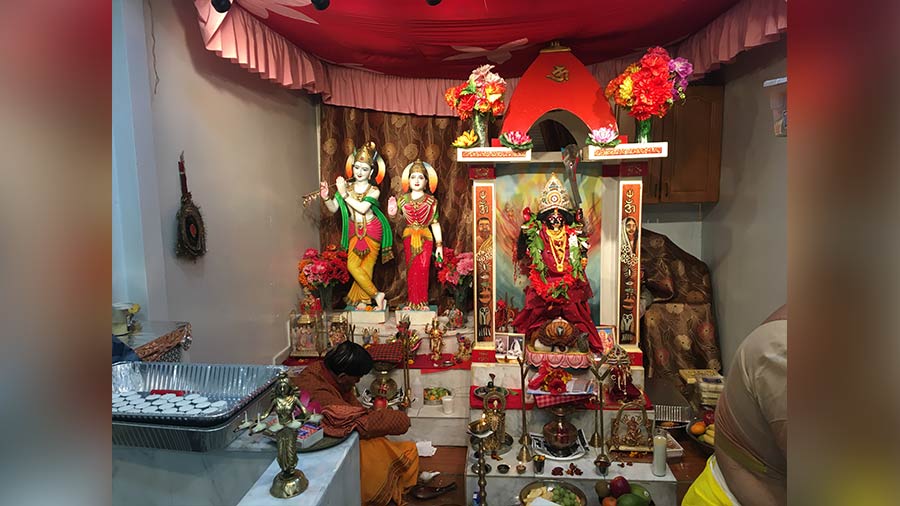 The Kali idol brought all the way from Kumartuli, Kolkata