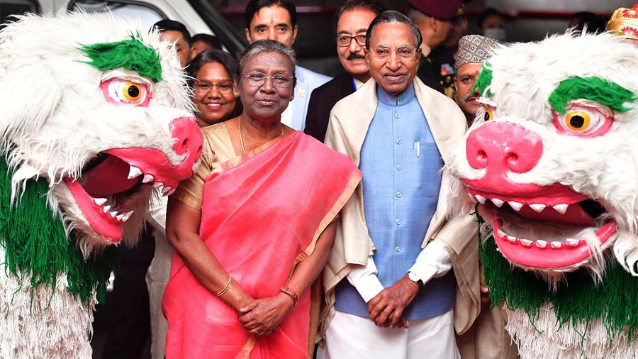 President Droupadi Murmu during a reception hosted in her honour by the Government of Sikkim in Gangtok, Sikkim