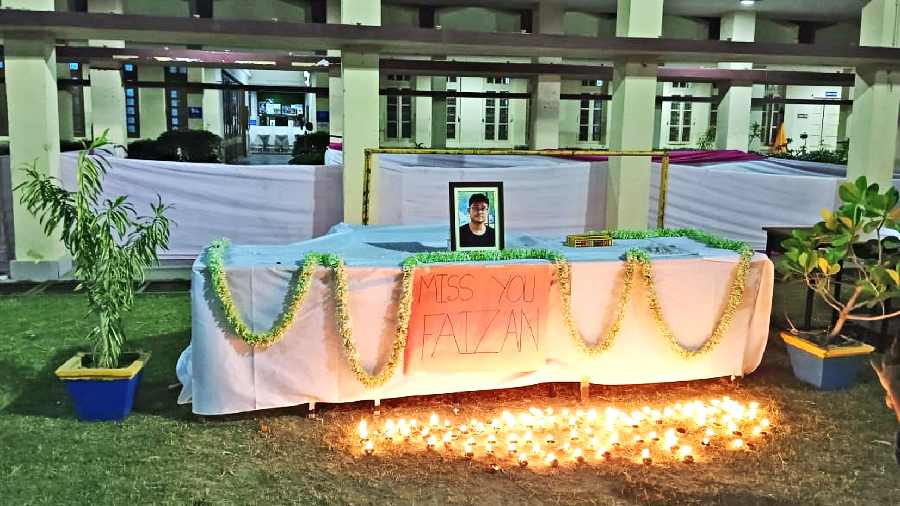 Students’ tribute to Faizan Ahmed at the Lala Lajpat Rai Hall of Residence at IIT Kharagpur on Diwali