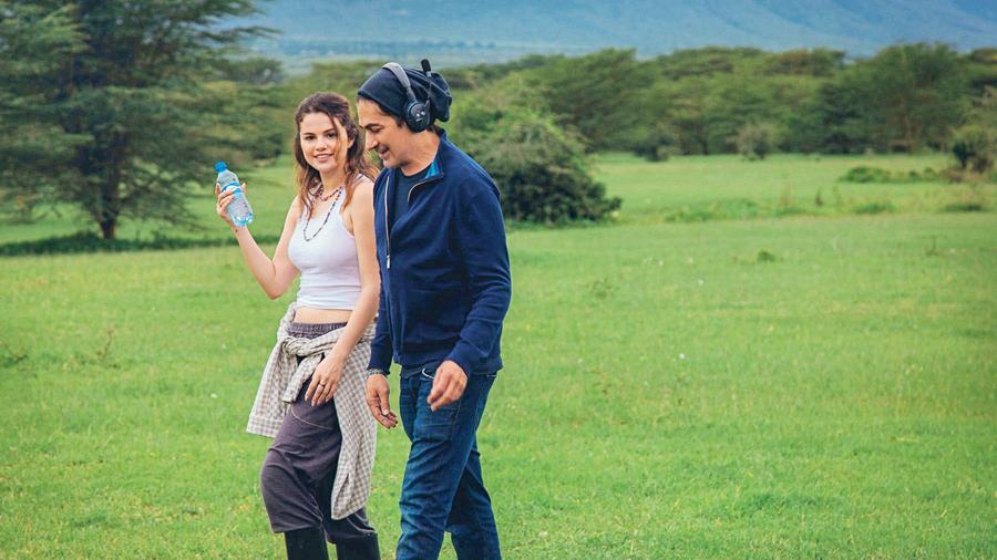 Selena Gomez and film-maker Alek Keshishian during the shoot of Selena Gomez: My Mind & Me. 