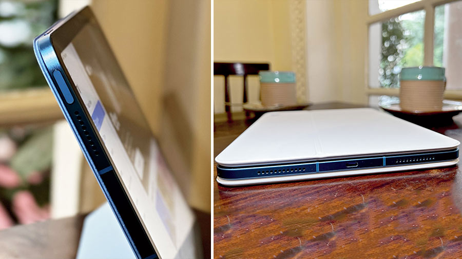 The entry-level iPad has traded in the Home button for Touch ID and Lightning port has given way to USB-C charging port (right)