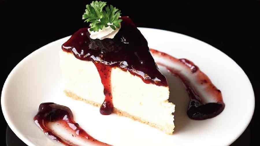 Cafe Yonder is known for its cheesecakes and this decadant slab slathered with blueberry sauce will lift up moods.