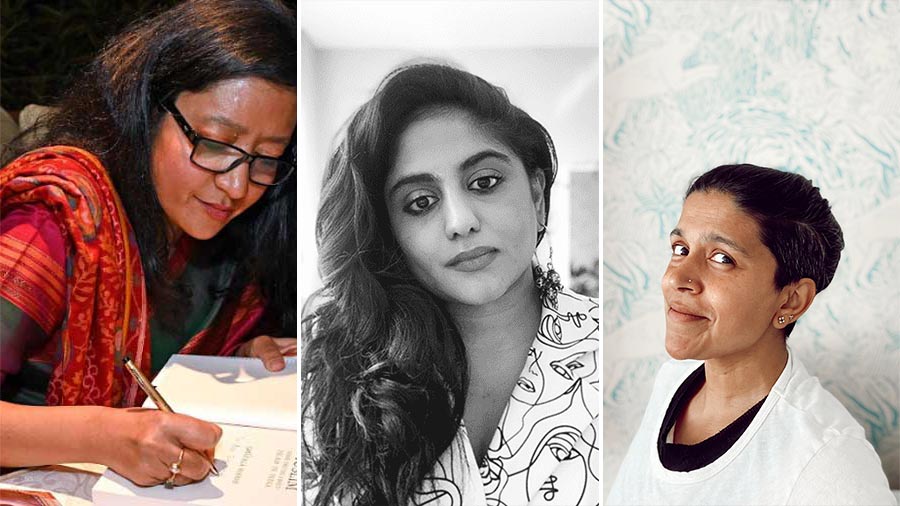 (L-R) Authors Ghazala Wahab, Suchitra Vijayan and Swethaa S. Ballakrishnen