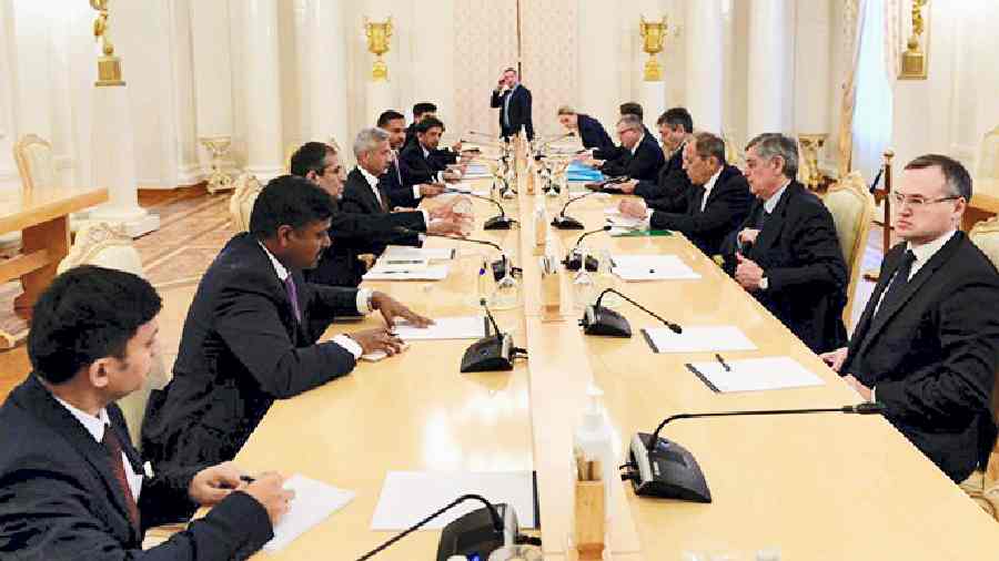 External affairs minister S. Jaishankar and Russia’s foreign minister Sergei Lavrov hold talks in Moscow on Tuesday.