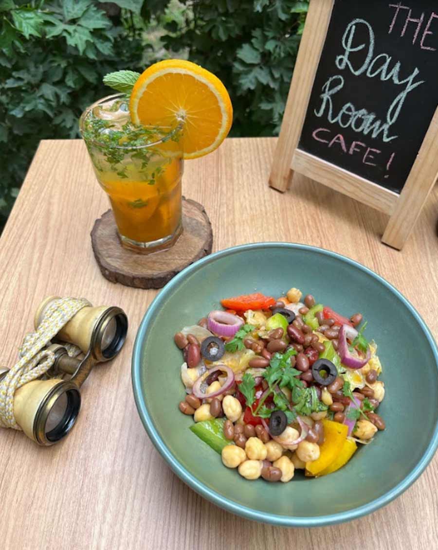 Mexican three bean salad from The Dayroom Cafe: Made with the goodness of kidney beans, chickpeas and baked beans, this salad at the Hindustan Park cafe is as healthy as it is hearty. It has veggies like bell peppers, olives, cucumber and onions that add freshness and crunch