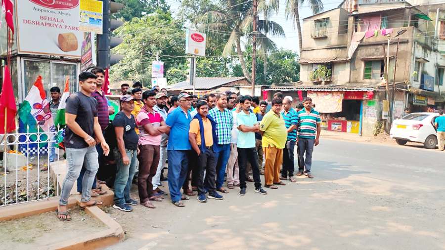 Protesters outside IIM Kolkata on Tuesday