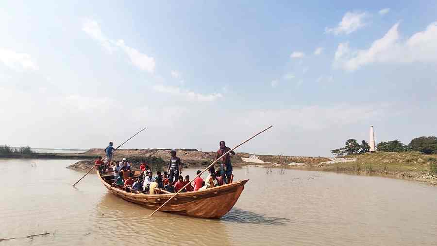 The boat on the Roopnarayan river on Thursday