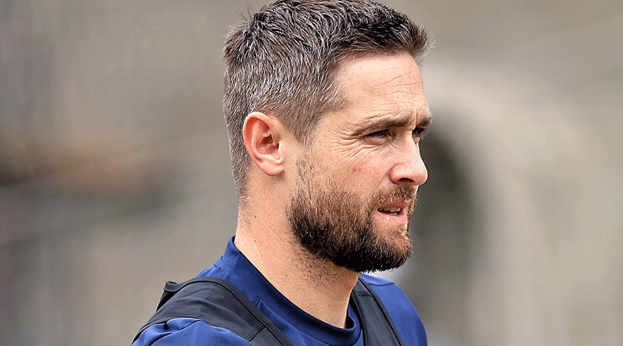 England’s Chris Woakes at practice.