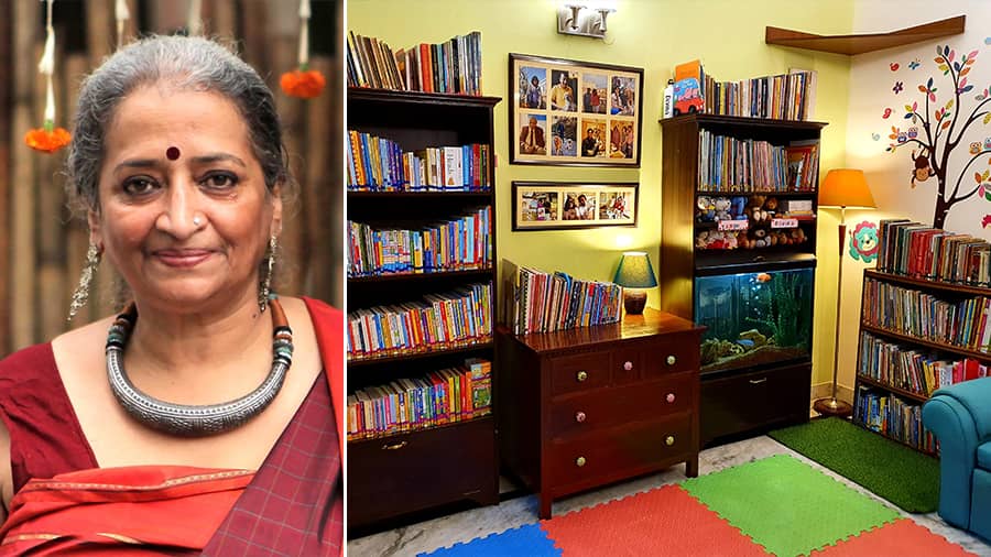 Bandana Sen and the home library she built for her grandkids