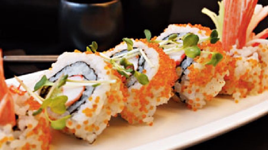 Real California Maki: This has crab sticks, imported avocado, cucumber tobiko, and Japanese mayonnaise. A quintessential American invention.