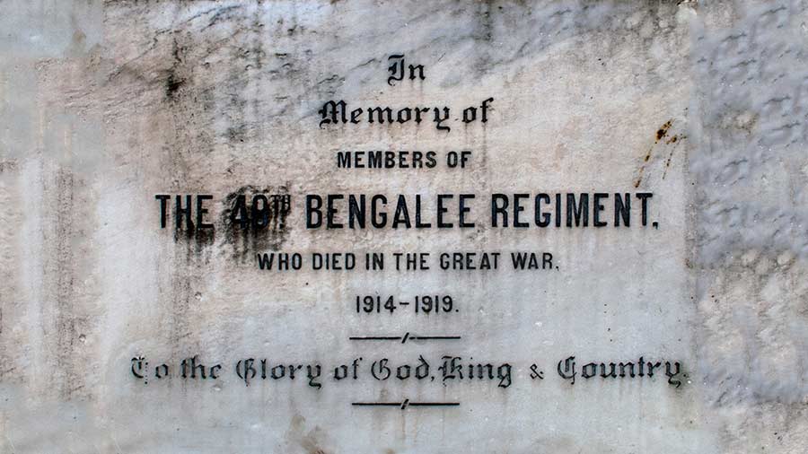 The front plaque at the base