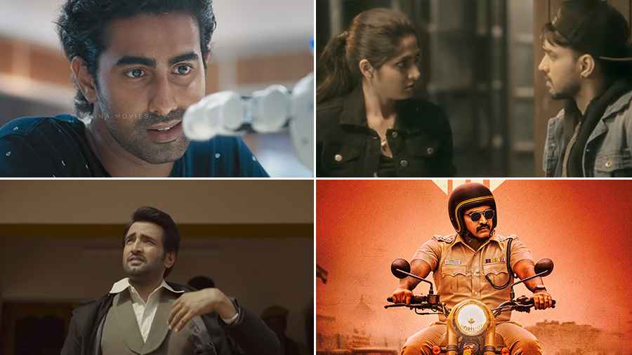 Stills from Agent Kannayiram, Haya, Spooky College and DSP teasers, trailers and posters. 