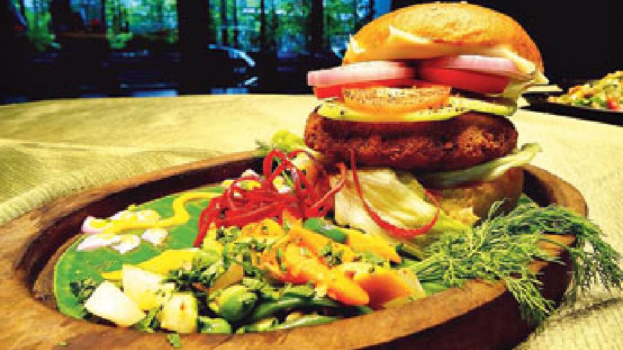 Multigrain burger with fresh green veggies