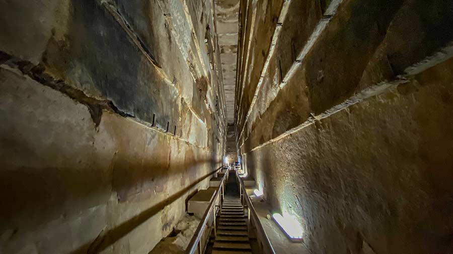 The grand gallery inside The Great Pyramid