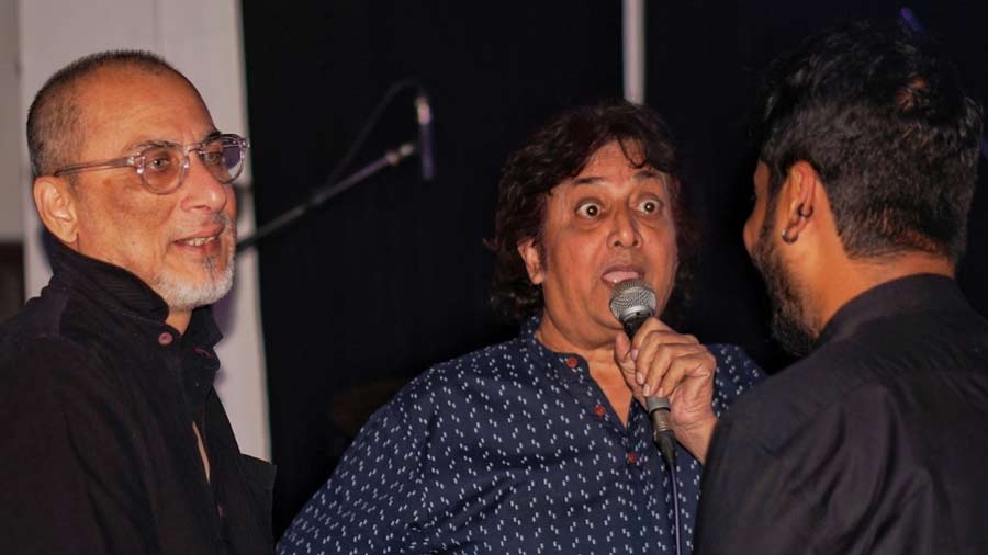 Remarking on how his father, (right) tabla maestro Subhen Chatterjee and (left) guitar legend Amyt Datta’s musical styles complement each other, Sambit called their track, ‘Yin and yang’