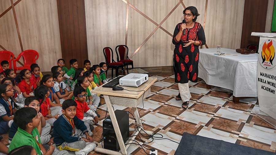Author Madhurima Vidyarthi during her session with the students