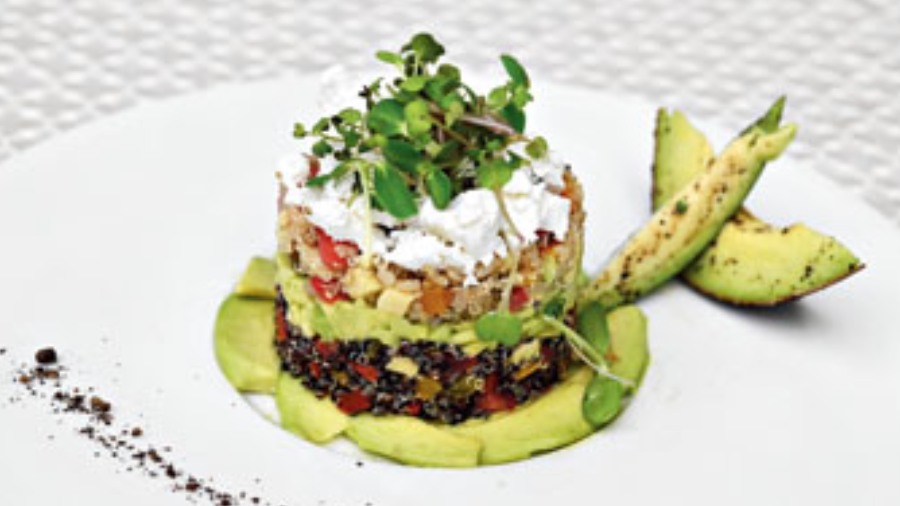 Black and White Quinoa and Grilled Avocado Salad