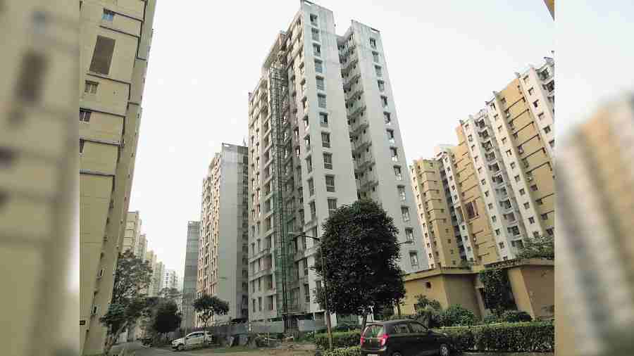 Blocks of apartments yet to be allotted in the Sukhobrishti complex.  